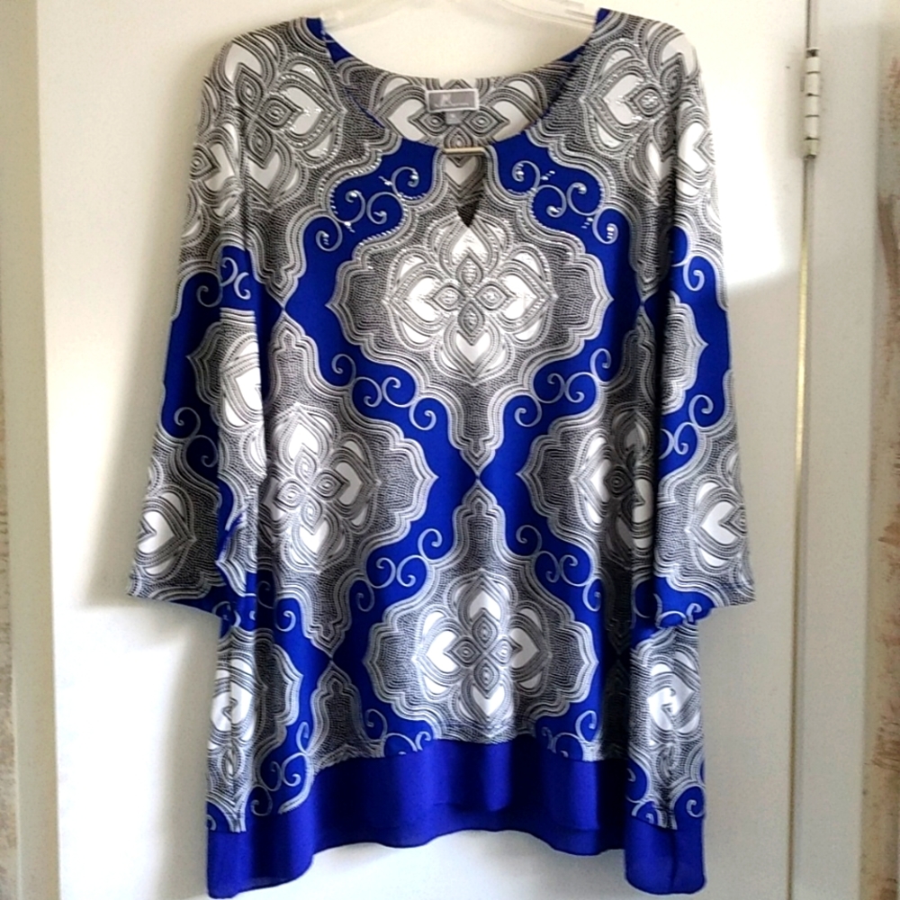 JM Collection Embellished Tunic Top  Size XL